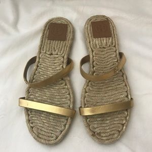 Tory Burch Gold Slide Sandals